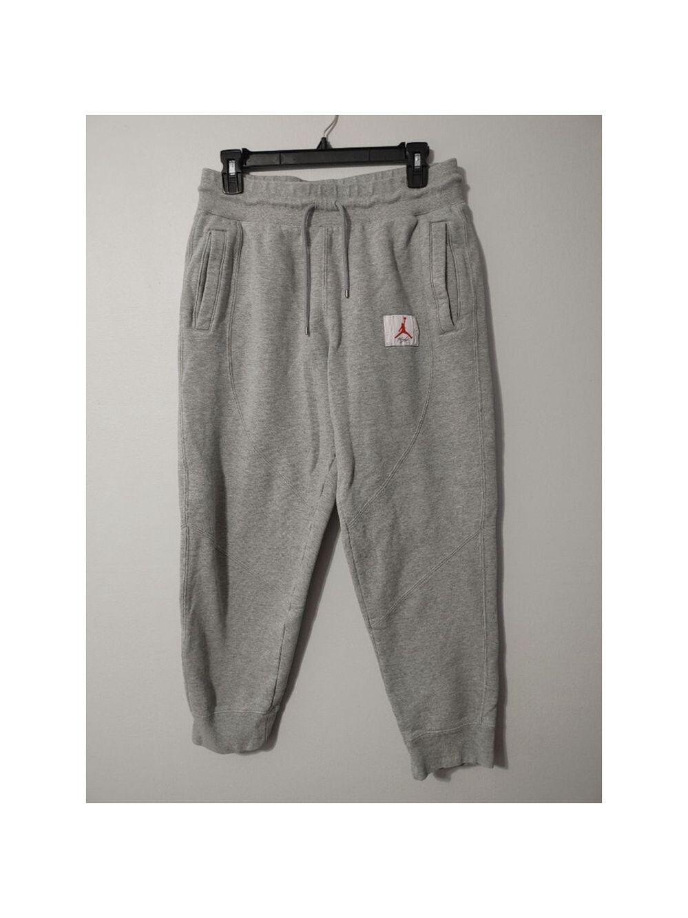 Women's Jordan Flight Gray Standard Fit Sweatpants M with Red Logo